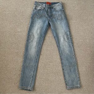 ❌SOLD❌Who Decides War Jeans Studded “Forgiven”